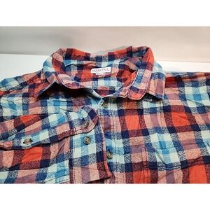 Merona Mens Button‎ Up Flannel Plaid Long Sleeve Medium Shirt